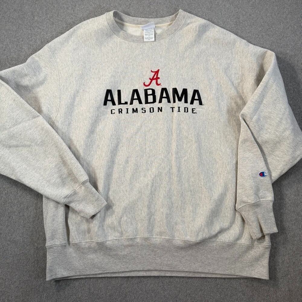 Alabama Crimson Tide Champion Reverse Weave Crew Neck Sweatshirt Men's 2XL Gray